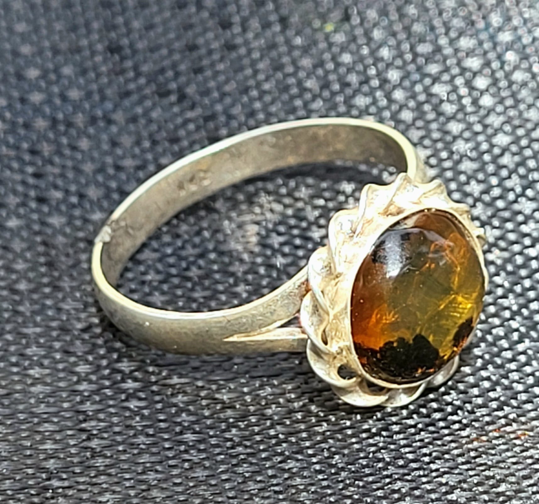 Bague ambre du Chiapas inclusions naturelles argent 925