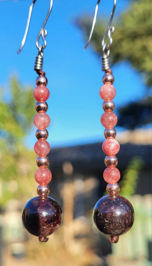 Boucles d'Oreilles Quartz Rose - Bijou Artisanal Fait Main Mexique Femme - Vue principale | Artisanat Mexique