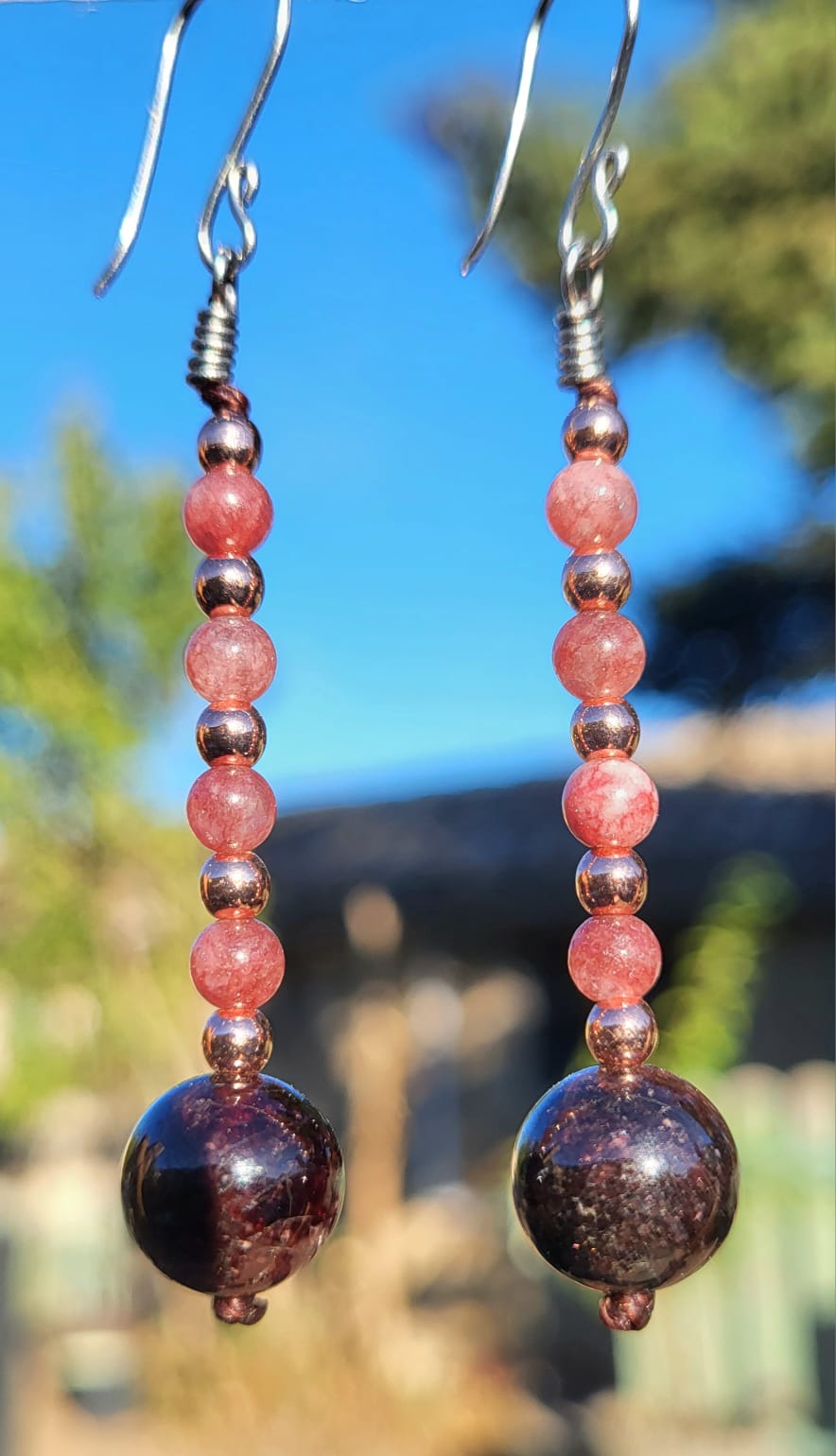 Boucles quartz rose bijou artisanal mexicain