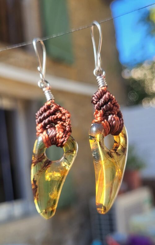 Boucles d'Oreilles Macramé Cuivre Rouge - Bijou Artisanal Me