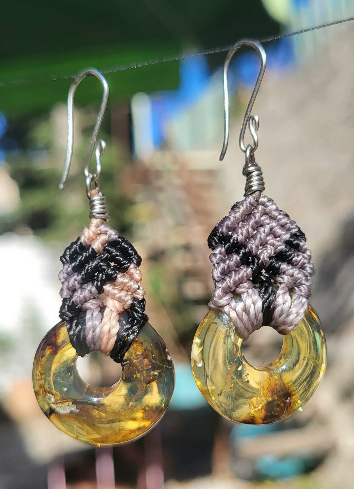 BDO128 Boucles d'Oreilles Rondes Ambre Doré Translucide du Chiapas - Vue principale | Artisanat Mexique