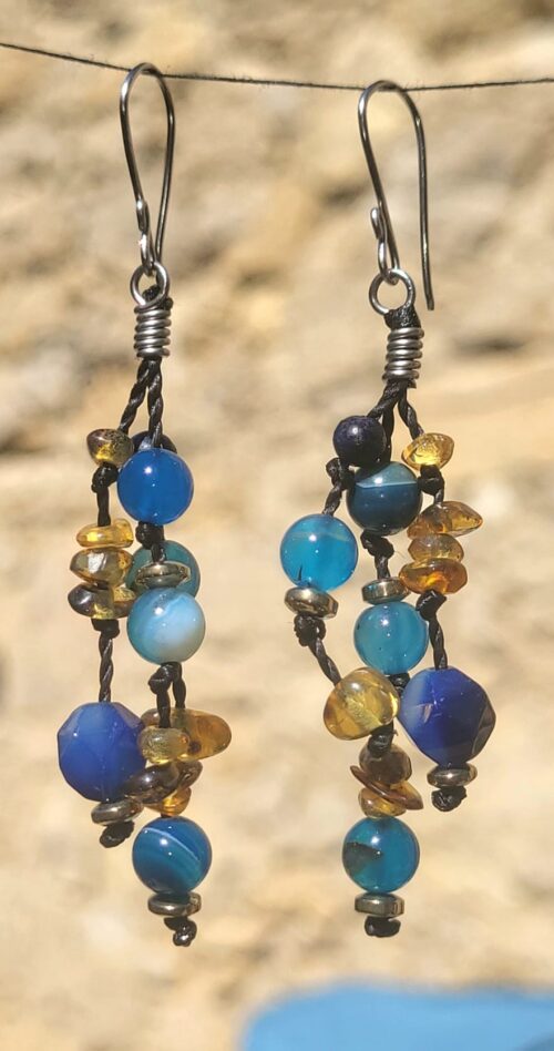 Boucles d'Oreilles Cascade Perles Naturelles Multicolores - Bijou Mexicain Femme - Vue principale | Artisanat Mexique