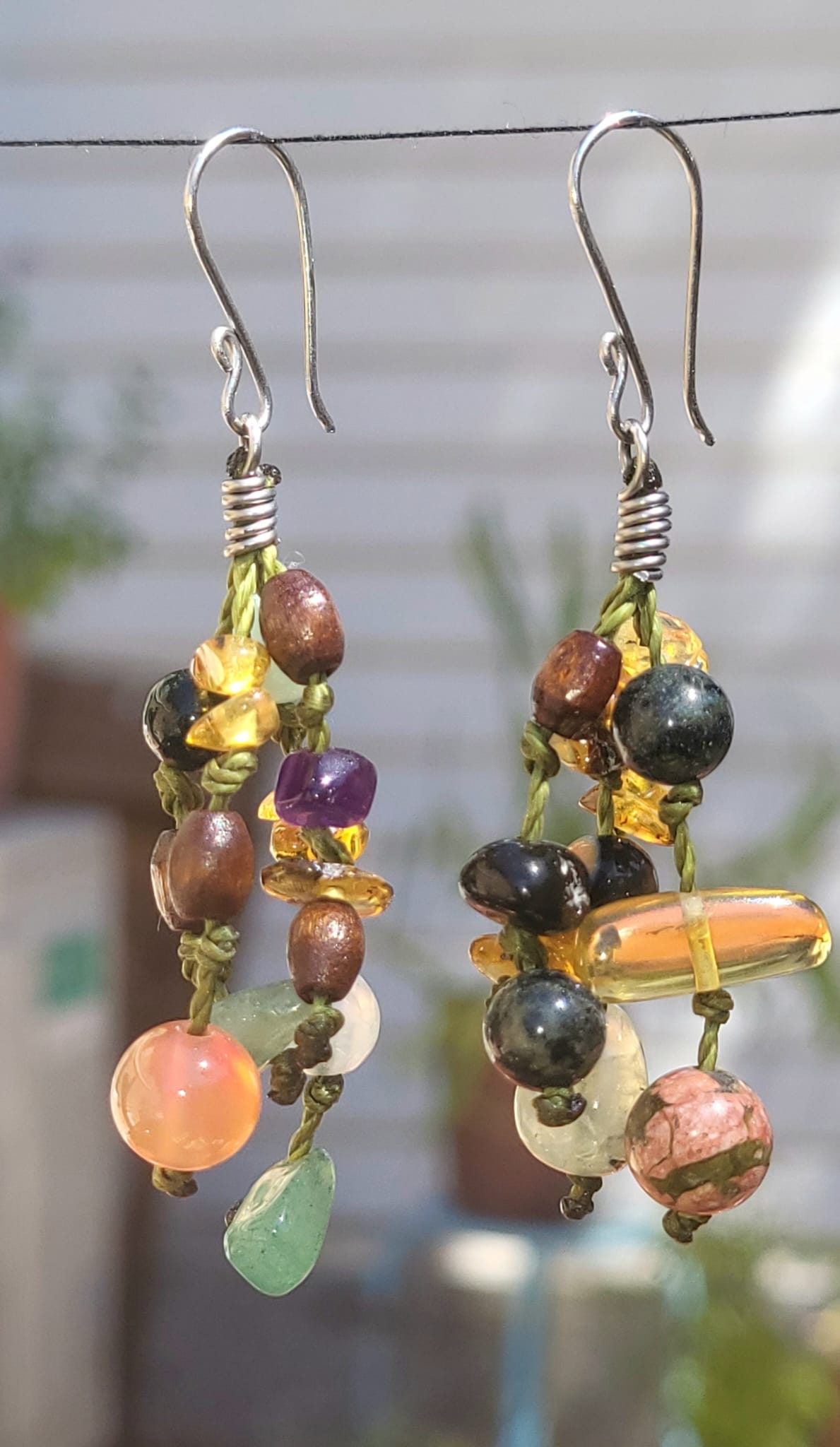 Boucles d'Oreilles Cascade Quartz Ambre Agate - Bijou Artisa
