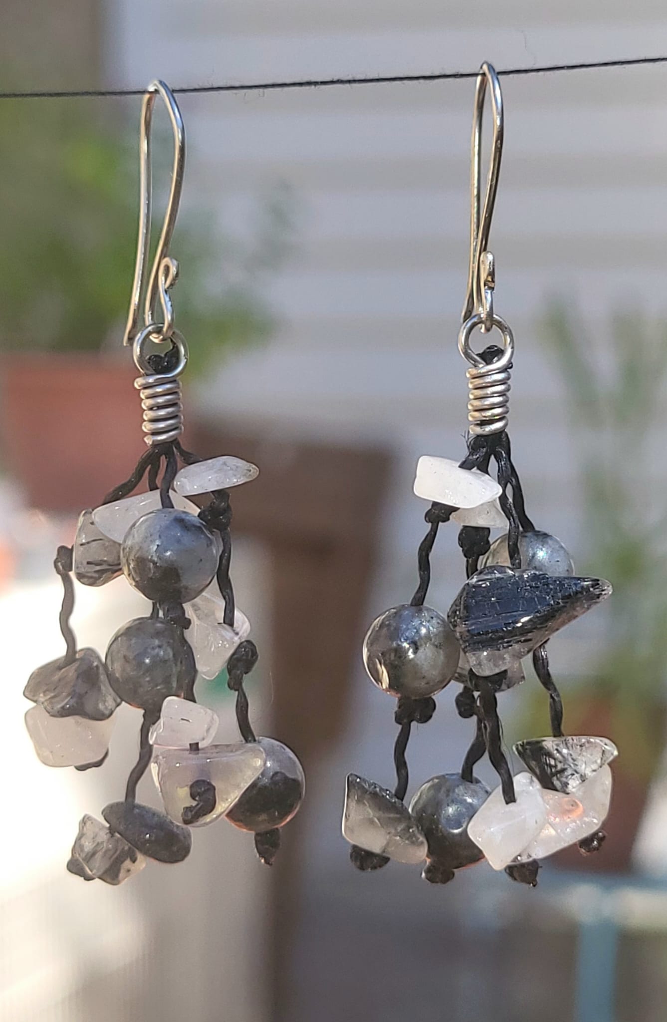Boucles d'Oreilles Wire Art Cristal de Roche - Fait Main Mex