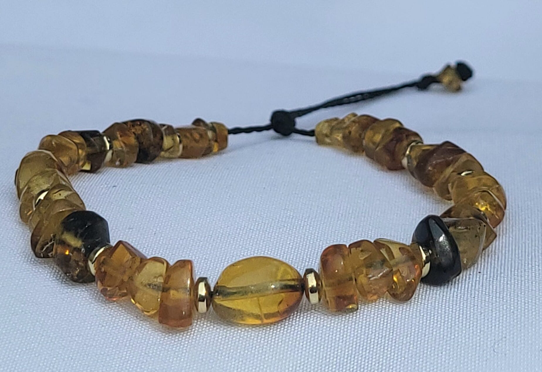 Br1 Bracelet Perles Ambre Pyrite du Chiapas - Bijou Artisanal Mexicain Femme - Vue principale | Artisanat Mexique