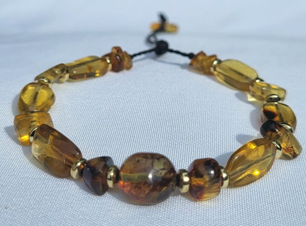 Bracelet Ambre Dégradé Doré du Chiapas – Pierre Naturelle Fait Main Mexique Femme