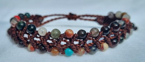 Bracelet Macramé Pierres Naturelles Multicolores - Vue principale | Artisanat Mexique