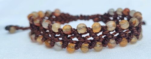 Bracelet Macramé Multi Rangs Agate Multicolore - Bijou Artisanal Mexicain Femme - Vue principale | Artisanat Mexique