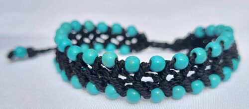 Bracelet Macramé Multi Rangs Turquoise - Vue principale | Artisanat Mexique