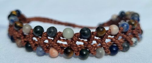 Bracelet Macramé Double Rang Pierres Multicolores - Vue principale | Artisanat Mexique