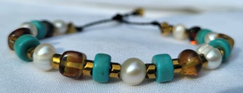 Bracelet Turquoise Perles Nacrées Pyrite - Vue principale | Artisanat Mexique