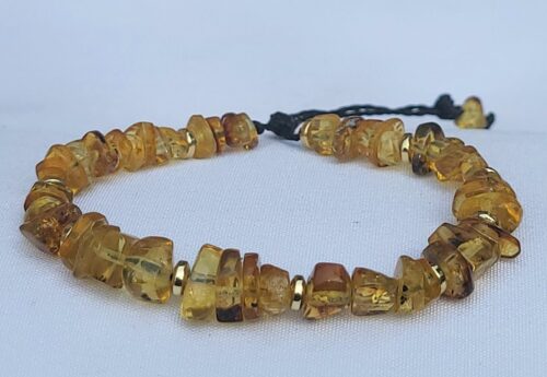 Bracelet Premium Ambre Chips Doré Pyrite du Chiapas - Vue principale | Artisanat Mexique