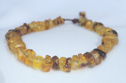Bracelet Ambre Inclusions Fossiles du Chiapas Doré - Vue principale | Artisanat Mexique