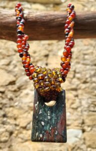 Collier Agate Jaspe Ambre du Chiapas Multicolore - Pierre Naturelle Fait Main Mexique Femme