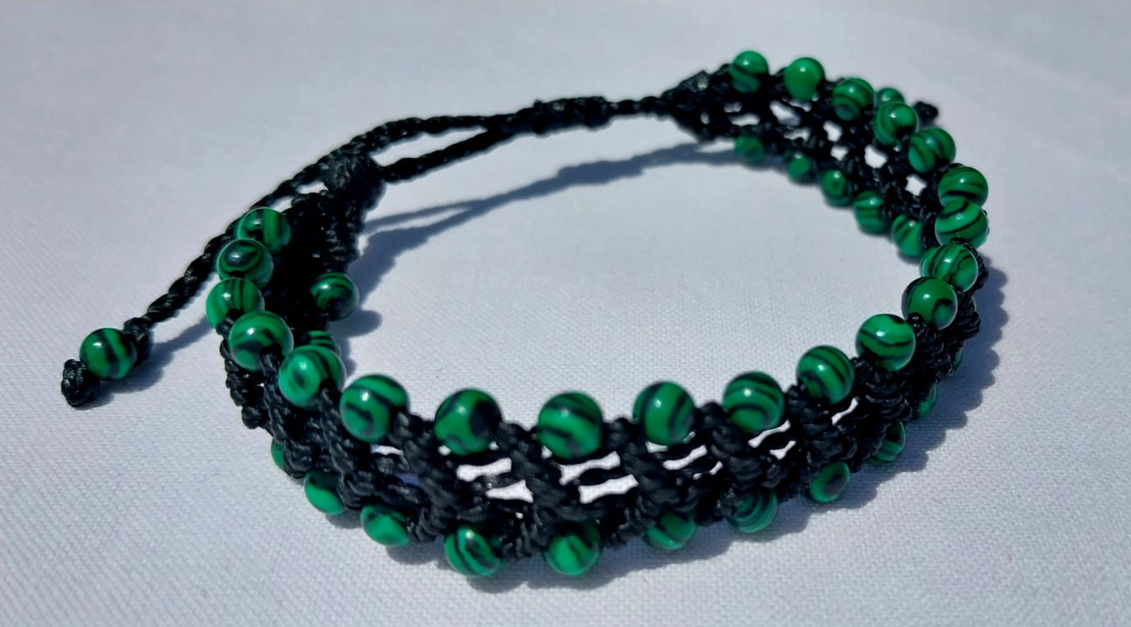 Bracelet malachite verte macramé bijou artisanal mexicain