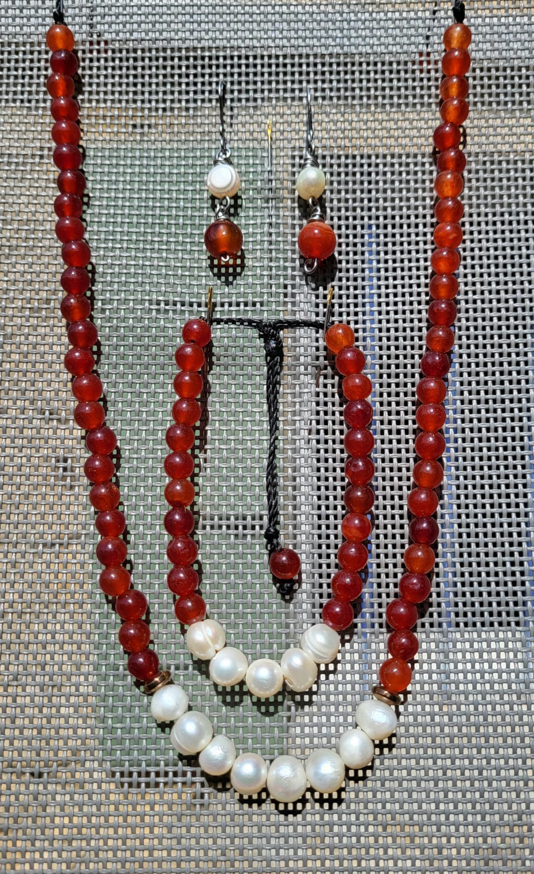 Parure Collier Boucles Cornaline Perles - Bijou Artisanal Fait Main Mexique Femme - Vue principale | Artisanat Mexique