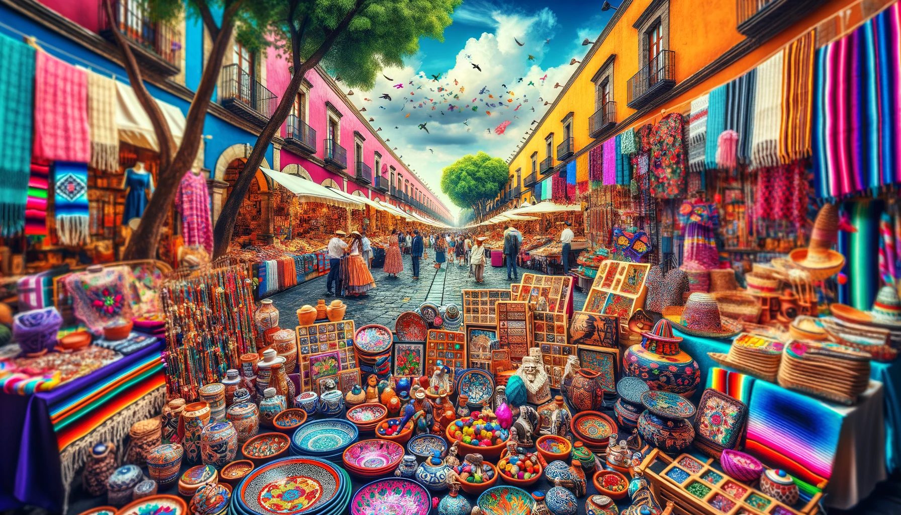 colorful-traditional-handicrafts-at-a-vibrant-mexican-market-street-for-handcraft-shopping-and-souvenirs-to-bring-back-from-mexico.-the-scene-depic