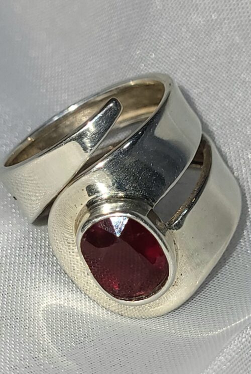 Bague Rubis Naturel Argent 950 Design Fait Main