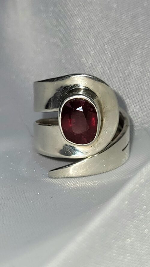 Bague Rubis Naturel Argent 950 Design Fait Main