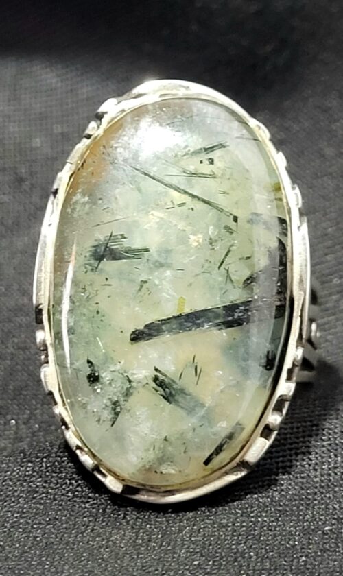 Bague Tourmaline Dendritique Argent 950 Fait Main