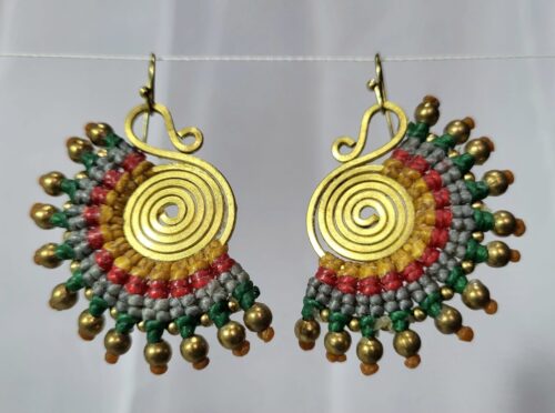 Boucles Bronze Macramé Soleil Or Multicolore