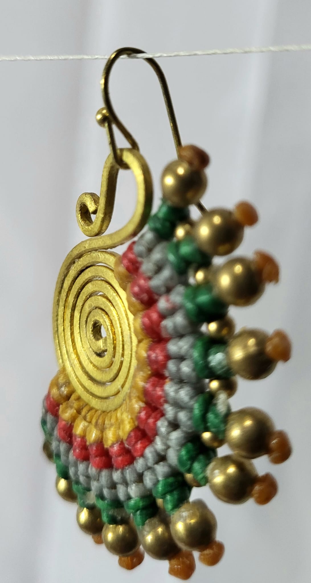 Boucles Bronze Macramé Soleil Or Multicolore