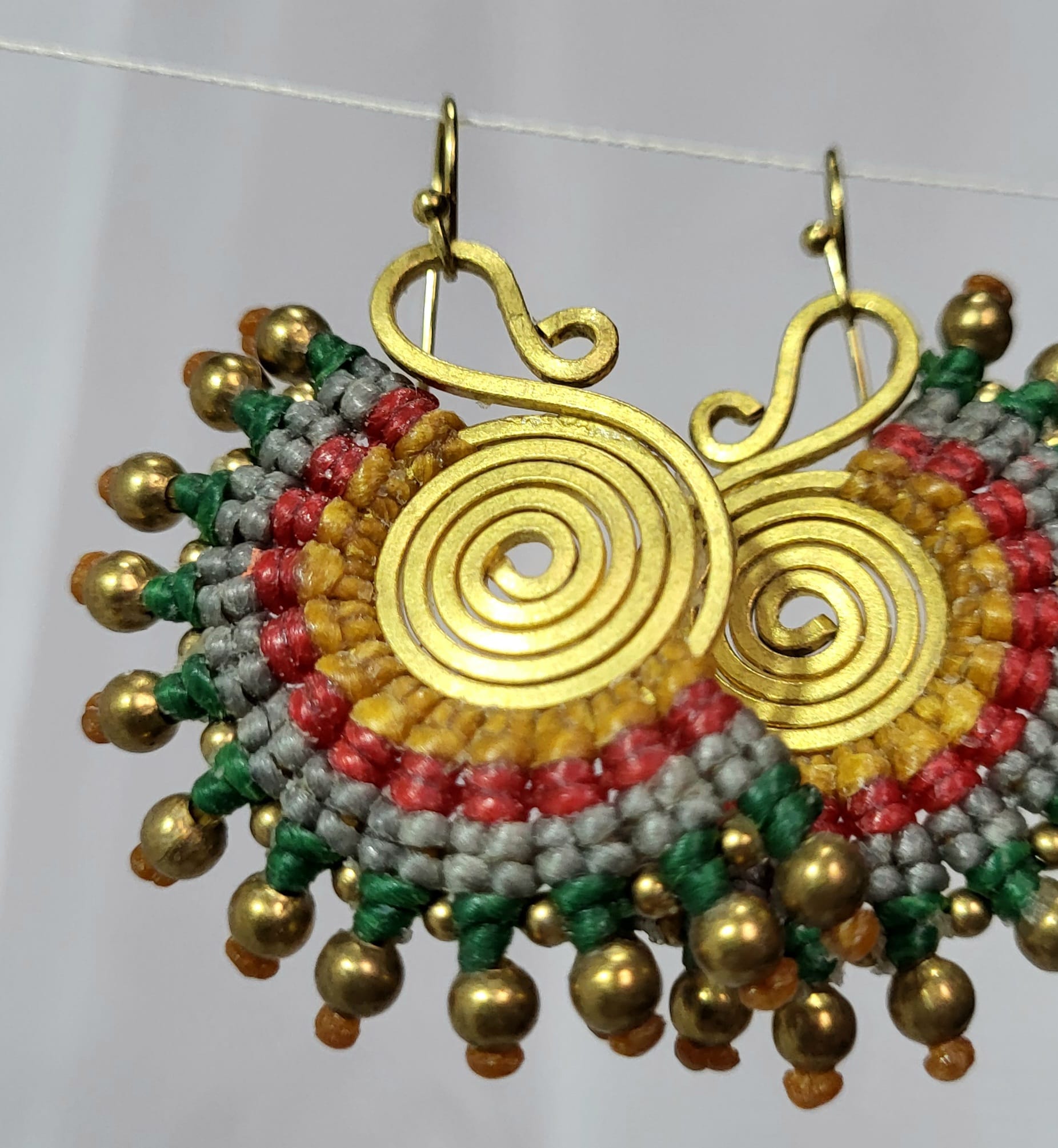 Boucles Bronze Macramé Soleil Or Multicolore