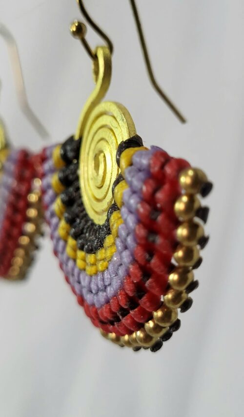 Boucles Macramé Lavande Rouge Jaune Bronze