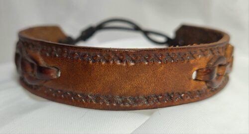 Manchette Cuir Sculpté Ciselé Mexique Fait Main
