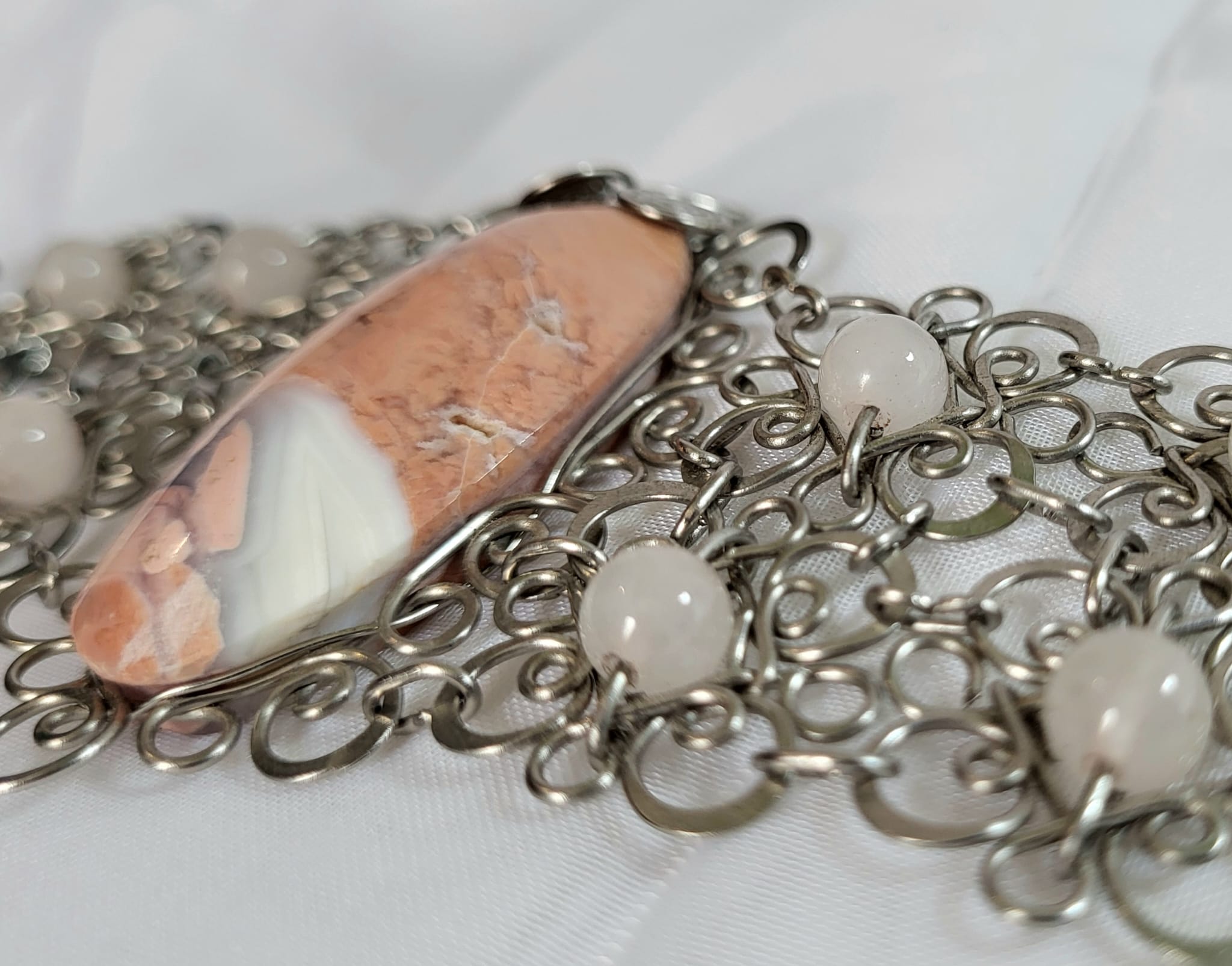 Bracelet Filigrane Jaspe Paysage Quartz Rose