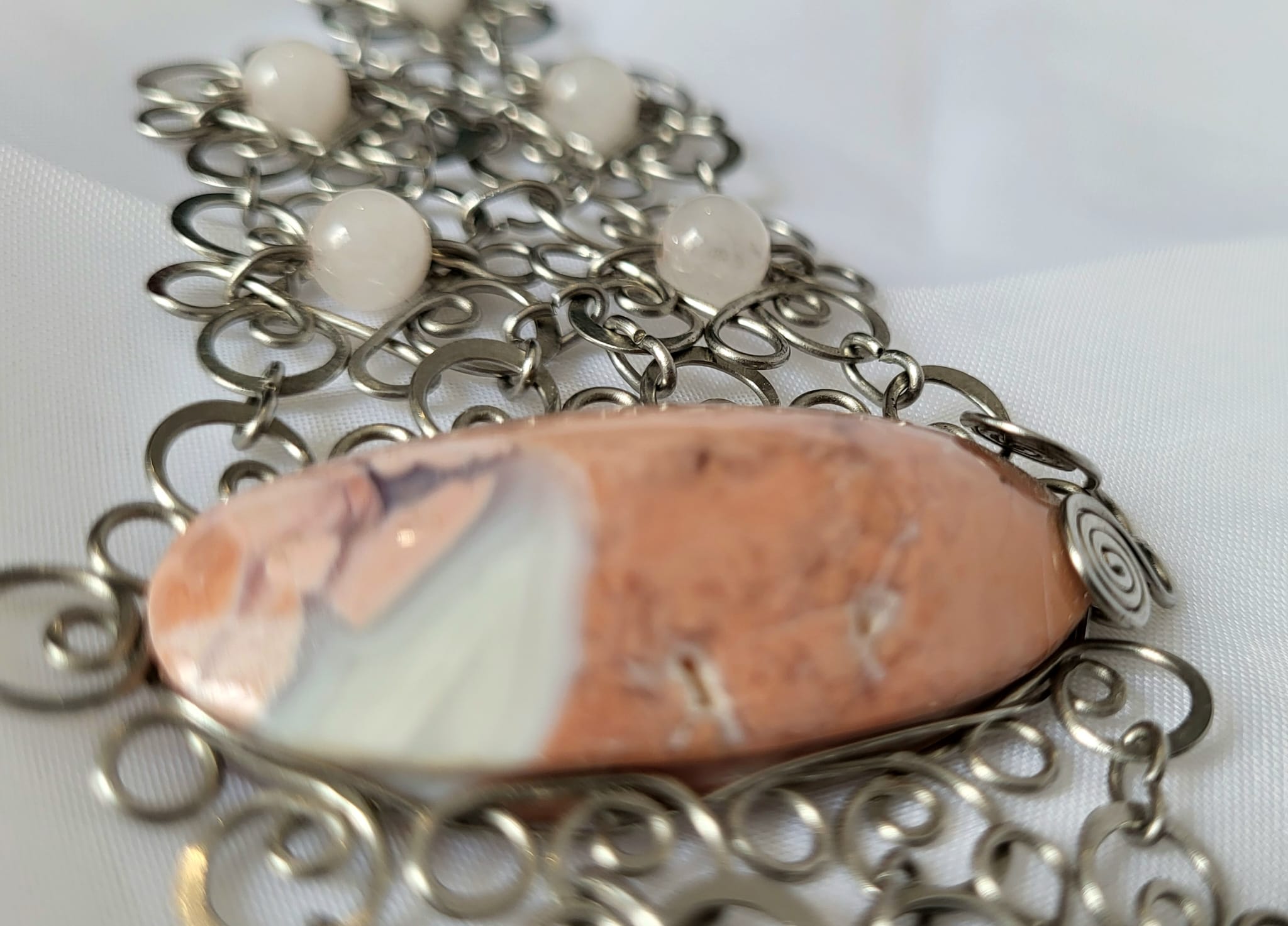 Bracelet Filigrane Jaspe Paysage Quartz Rose