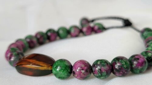 Bracelet Ambre Rubis Zoisite Anyolite Rare