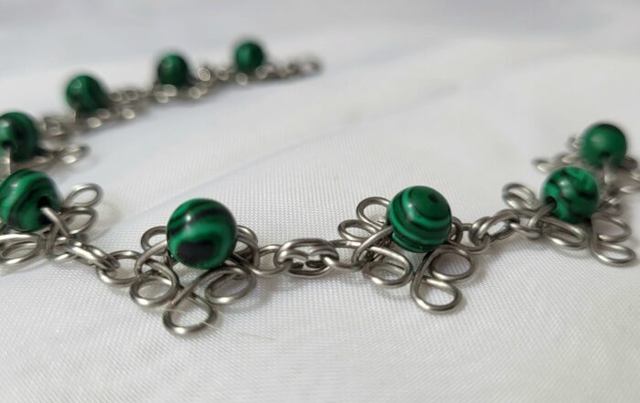 Bracelet Filigrane Fleurs Malachite Verte Fait Main