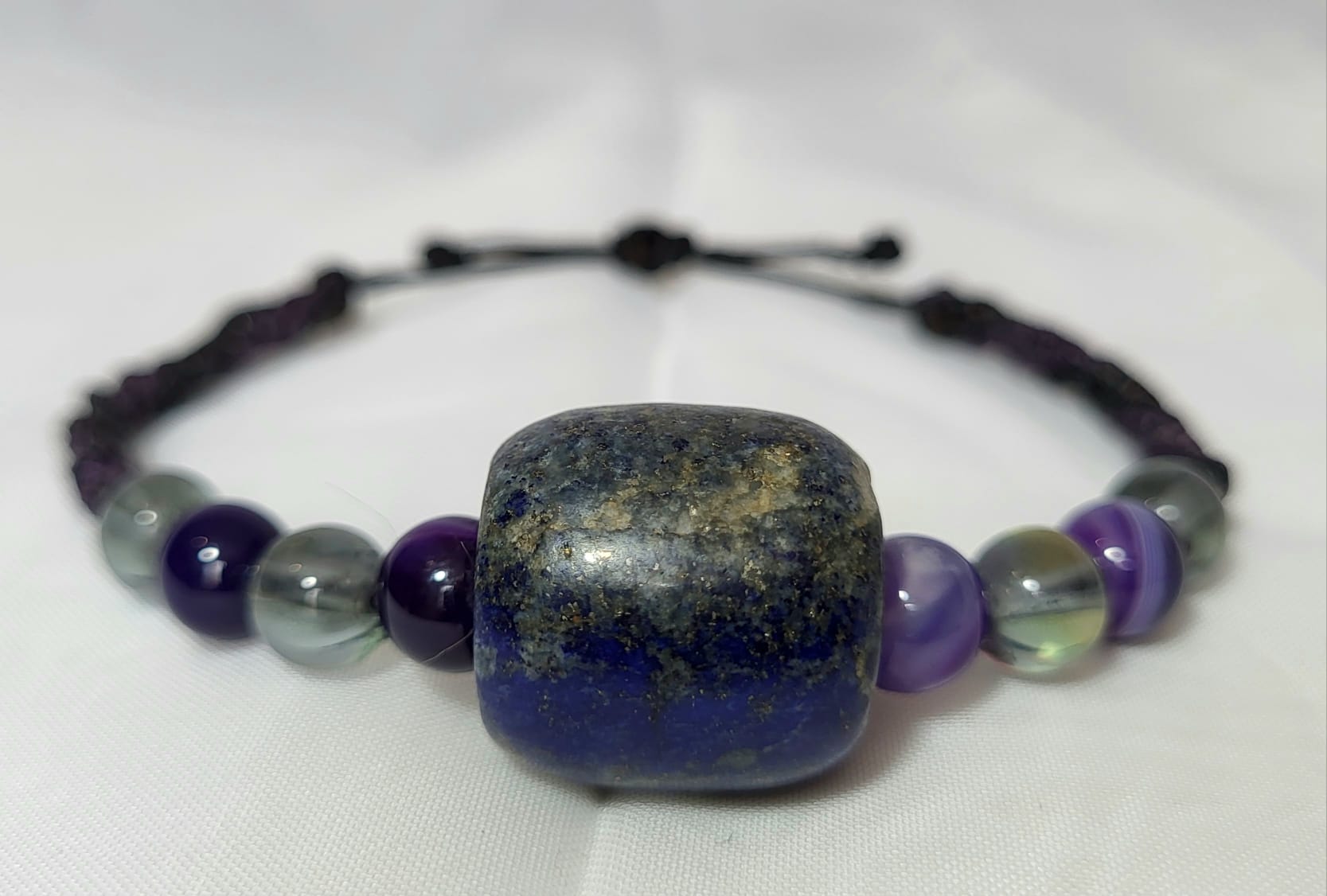 Bracelet Triple Pierre Lapis Améthyste Lune