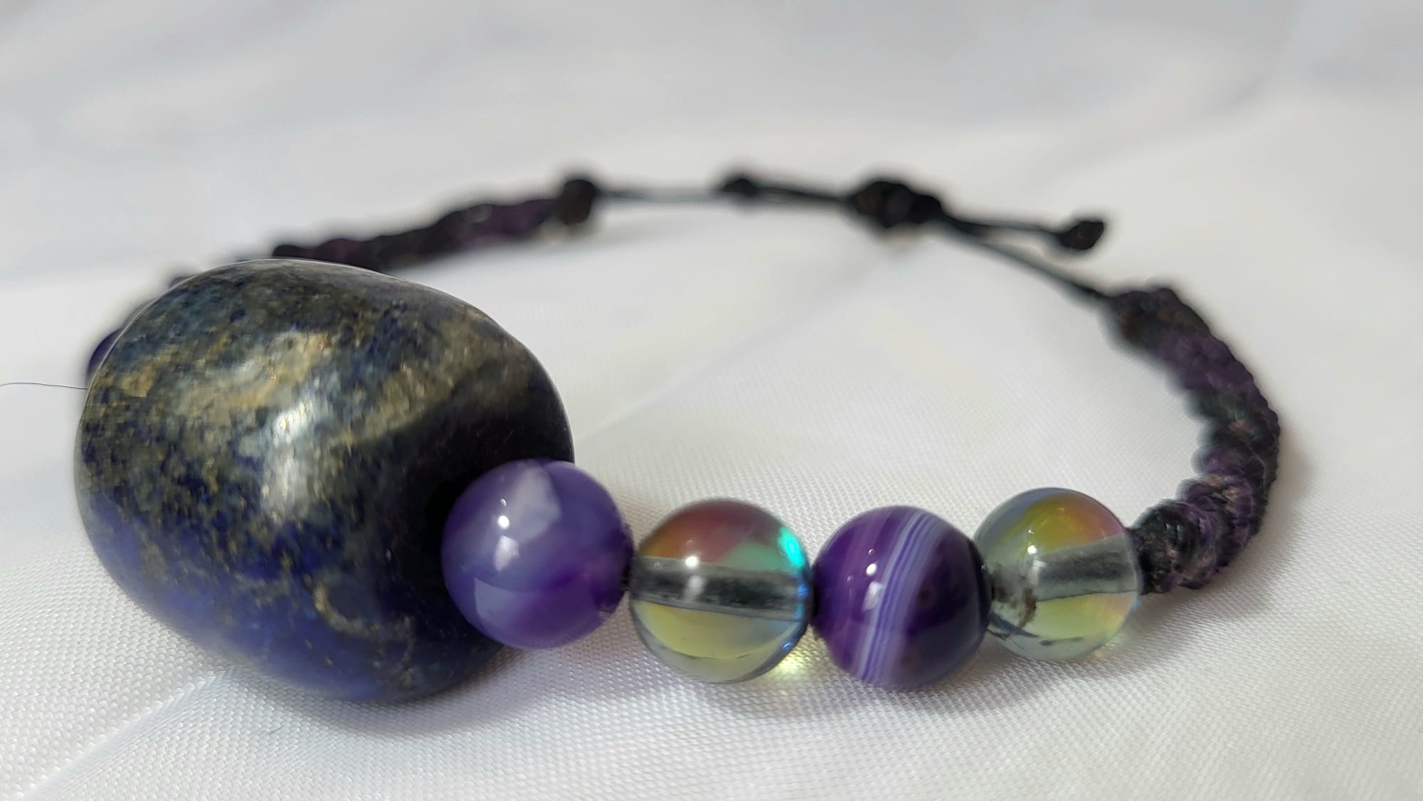 Bracelet Triple Pierre Lapis Améthyste Lune