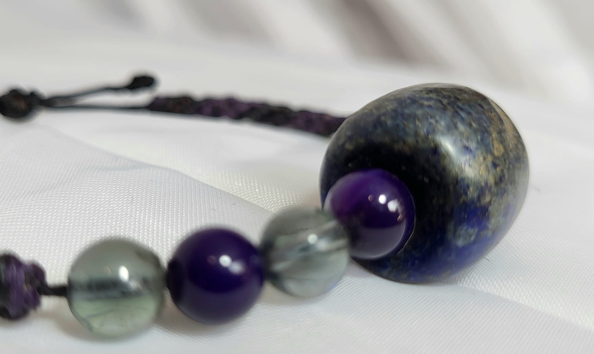Bracelet Triple Pierre Lapis Améthyste Lune