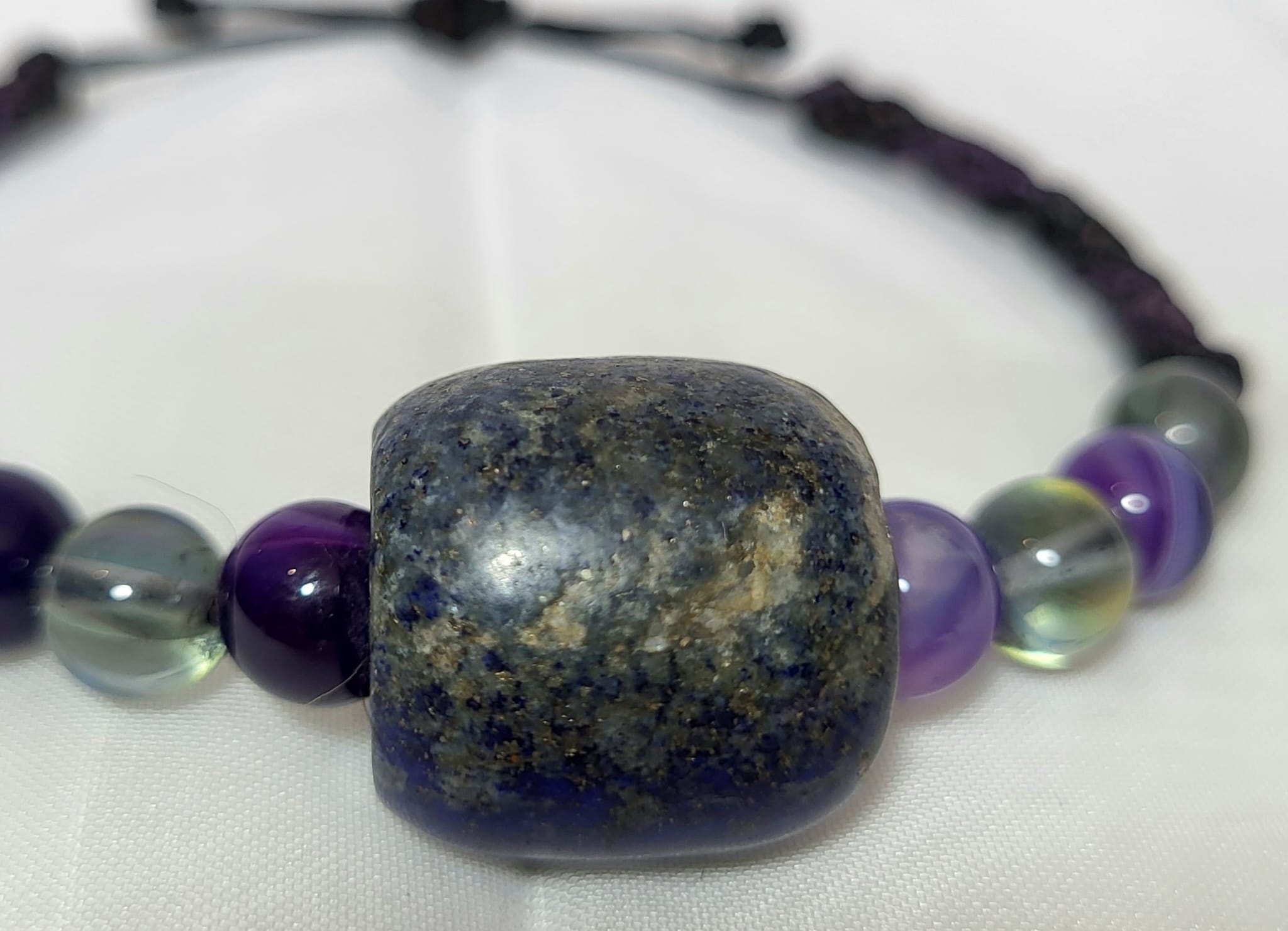 Bracelet Triple Pierre Lapis Améthyste Lune