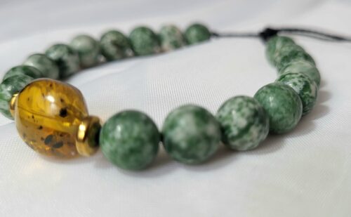 Bracelet Jade Ambre Maya Pierres Sacrées Fait Main