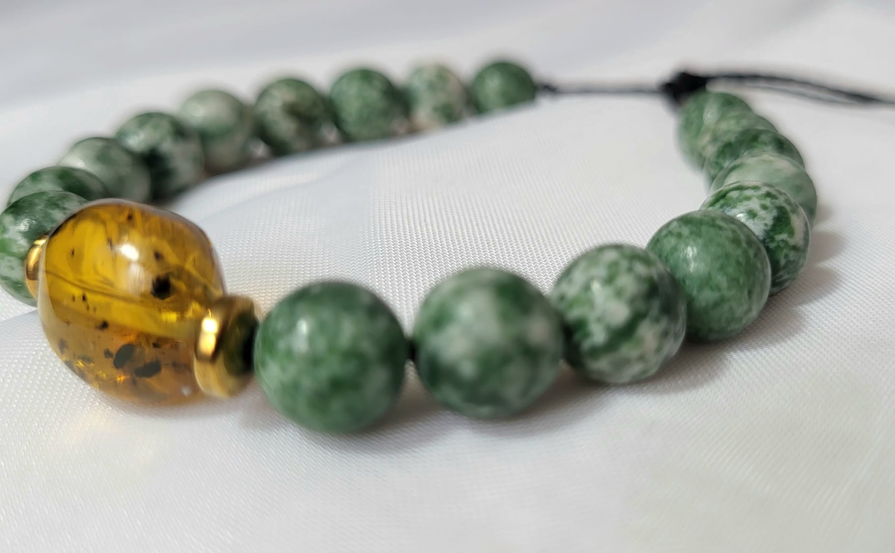 Bracelet Jade Ambre Maya Pierres Sacrées Fait Main