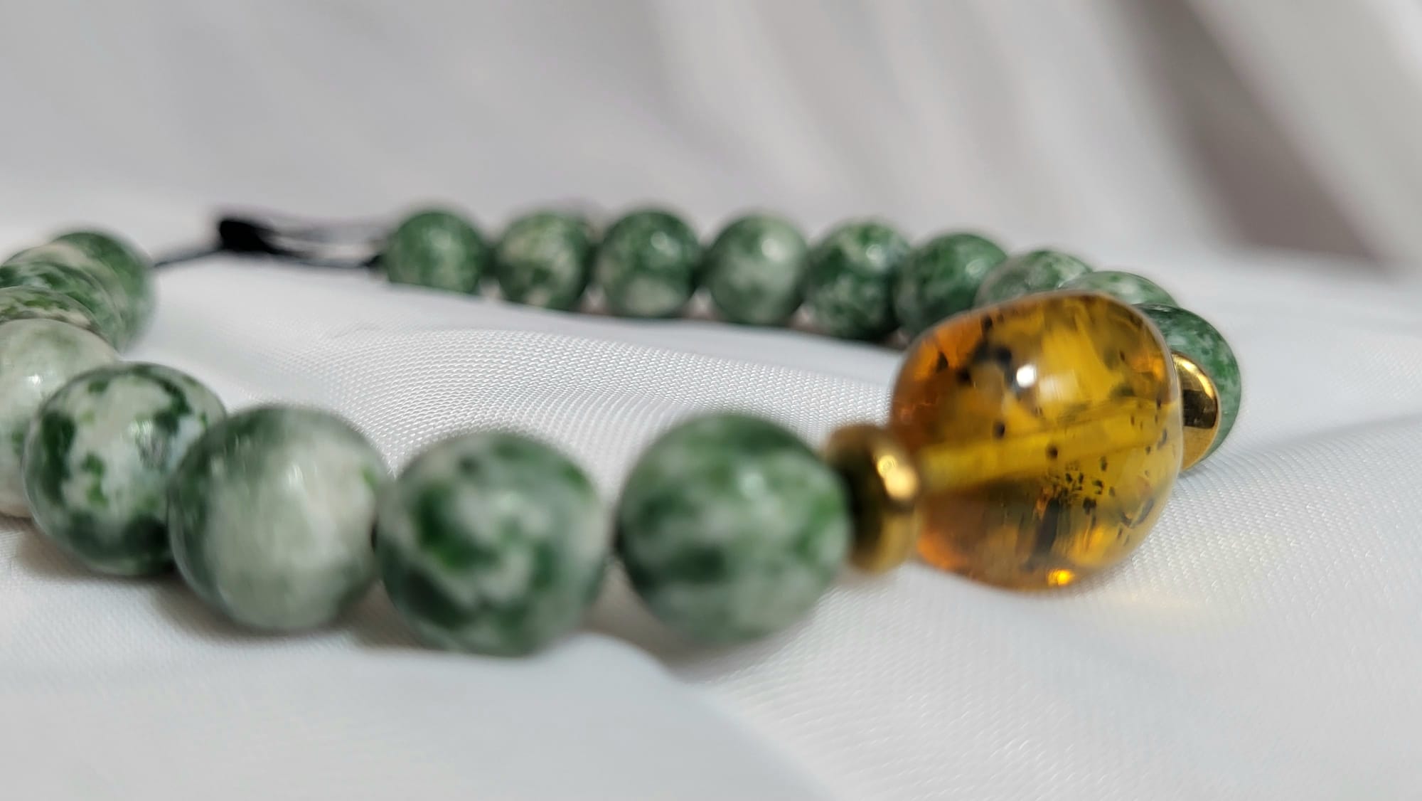 Bracelet Jade Ambre Maya Pierres Sacrées Fait Main