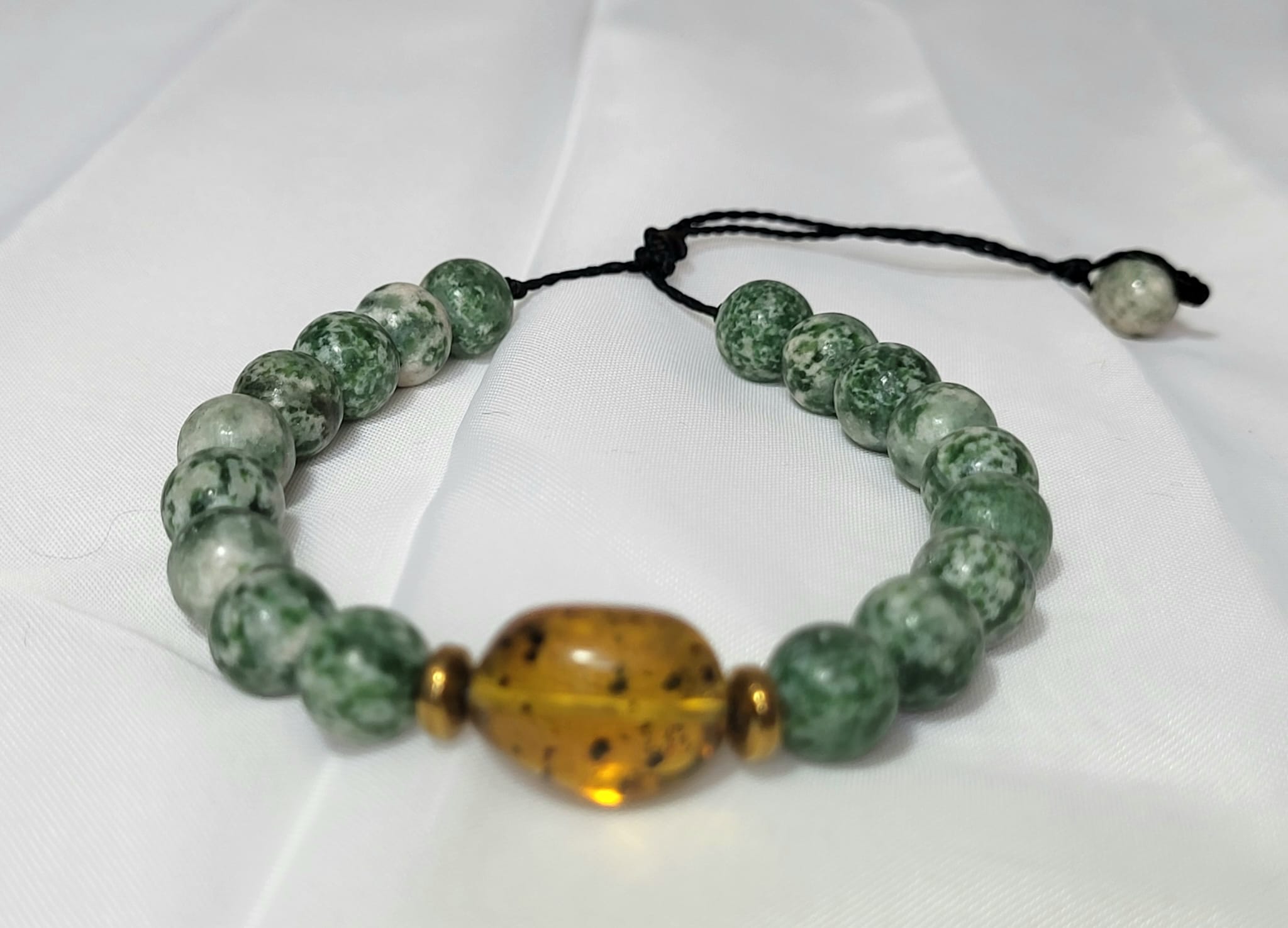 Bracelet Jade Ambre Maya Pierres Sacrées Fait Main