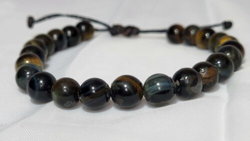Bracelet Oeil de Faucon Bleu Pierre Rare Fait Main