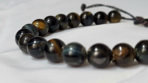 Bracelet Oeil de Faucon Bleu Pierre Rare Fait Main