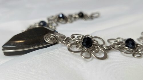 Manchette Obsidienne Dorée Or Acier Mexique
