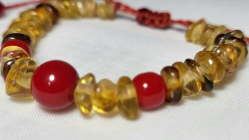 Bracelet Enfant Ambre & Cornaline Orange Fait Main