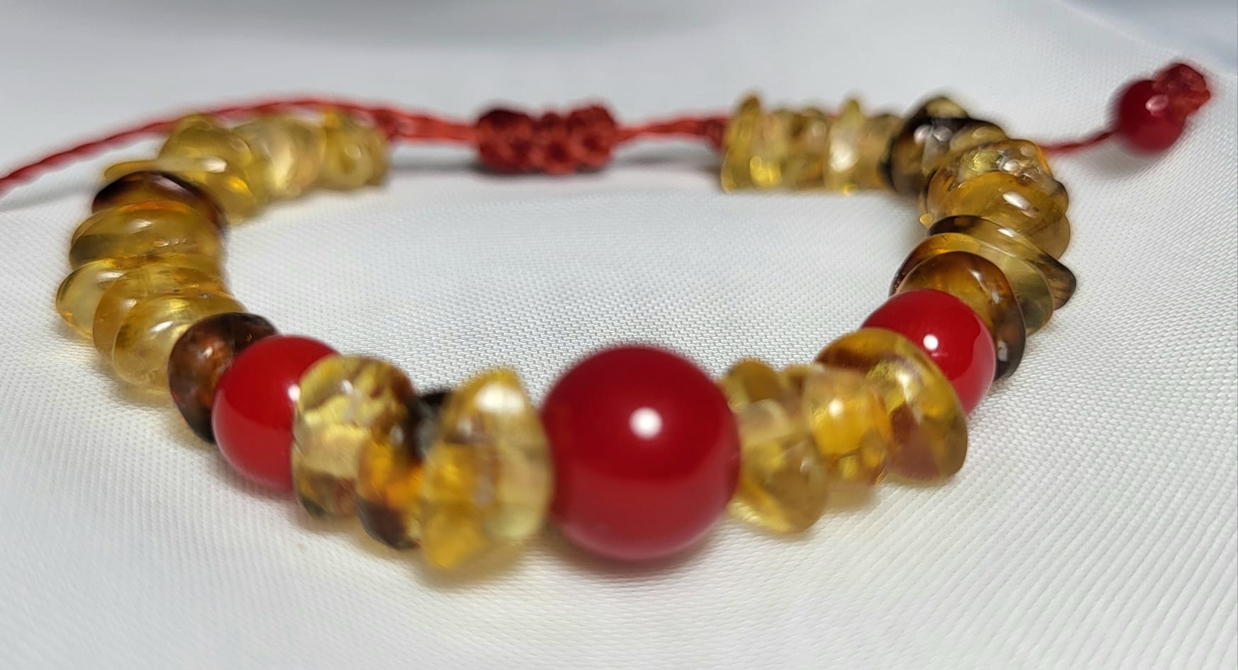 Bracelet Enfant Ambre & Cornaline Orange Fait Main
