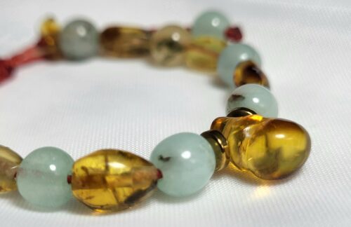 Bracelet Enfant Ambre & Larimar Rare Fait Main