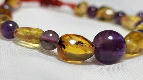 Bracelet Enfant Ambre & Améthyste Nuit N2 Fait Main