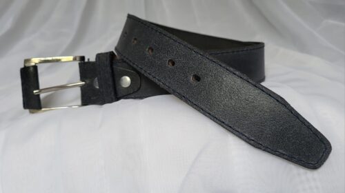 Ceinture Cuir Pleine Fleur Unisexe Gris Fait Main