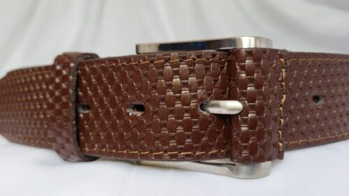 Ceinture Cuir Pleine Fleur Homme Marron Fait Main